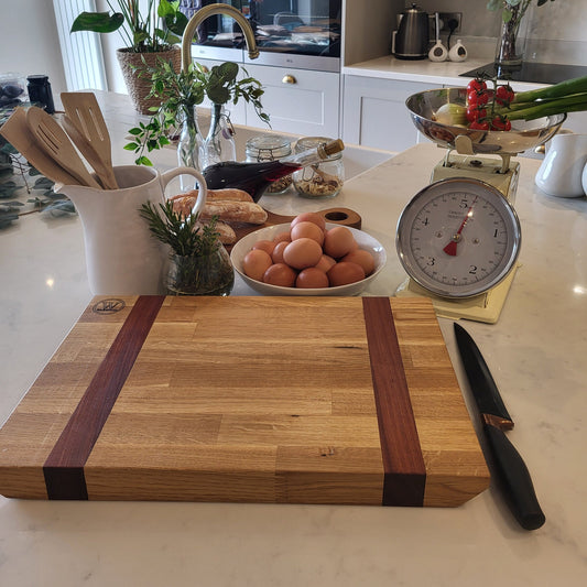 Heritage Oak Cutting Board with Sapele Accents