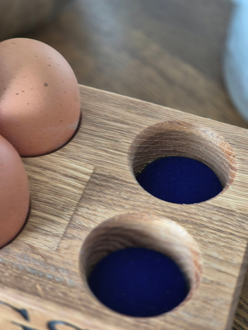 Solid Oak Personalised Egg Holder