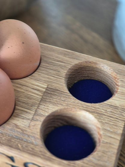 Solid Oak Personalised Egg Holder