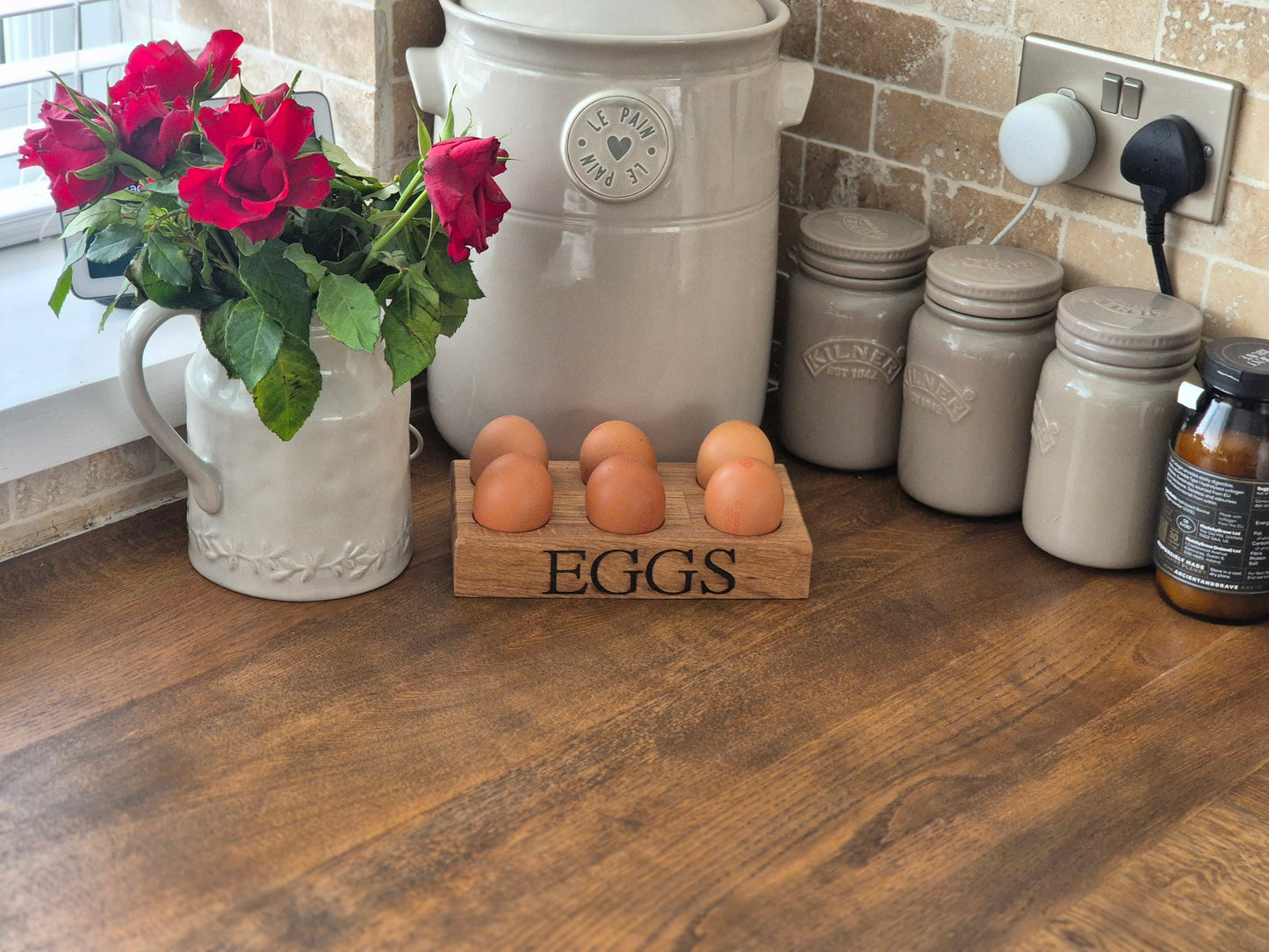 Solid Oak Personalised Egg Holder