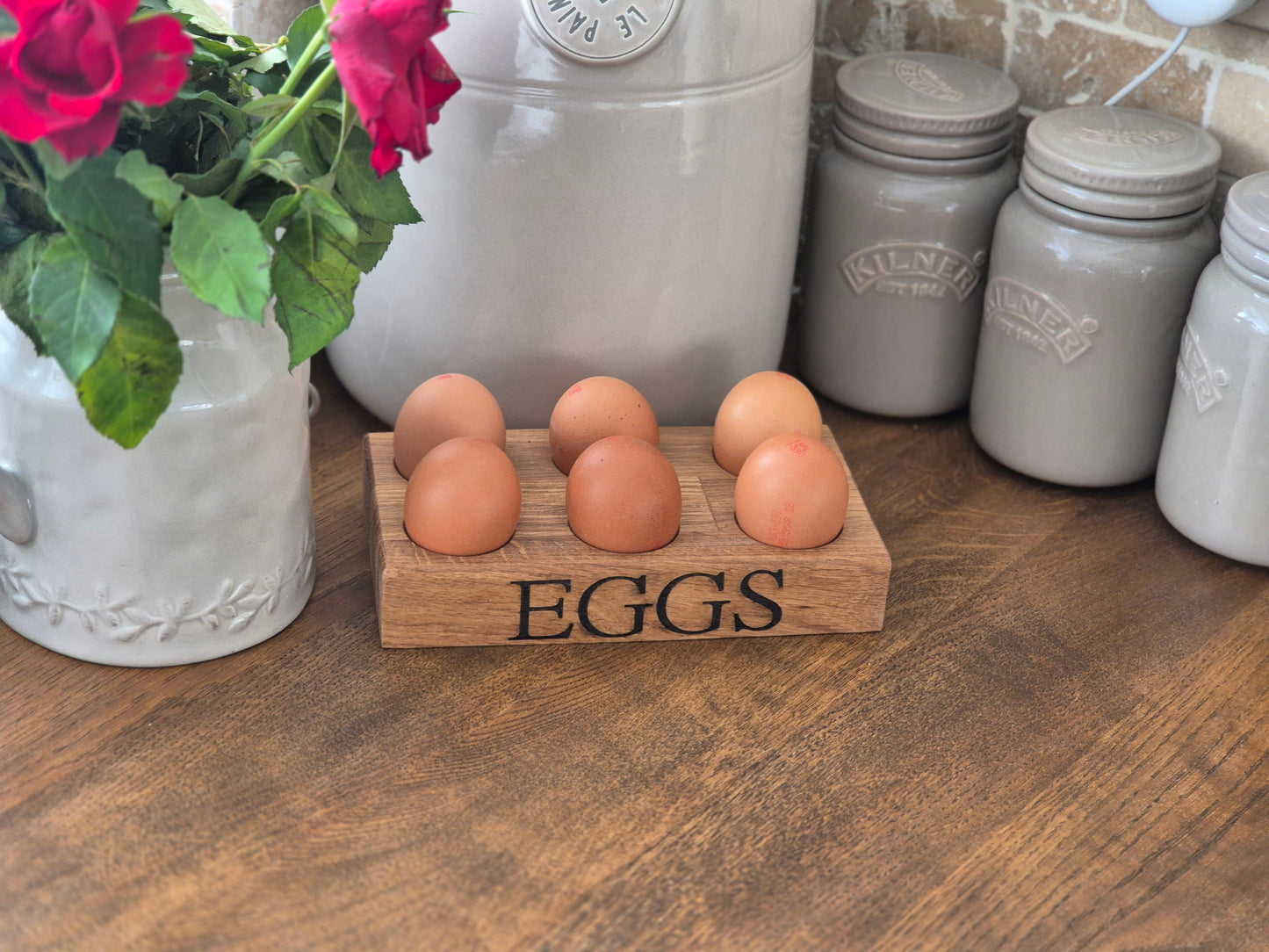 Solid Oak Personalised Egg Holder