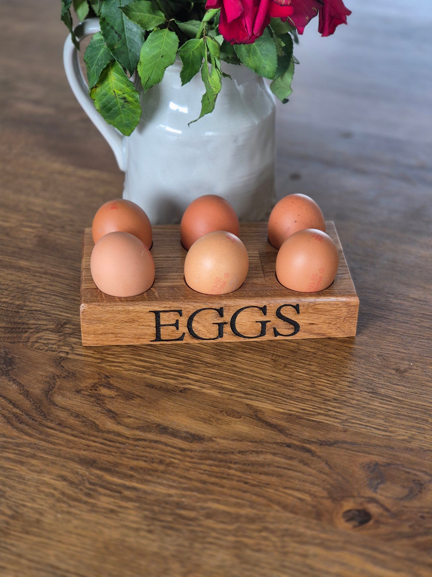 Solid Oak Personalised Egg Holder